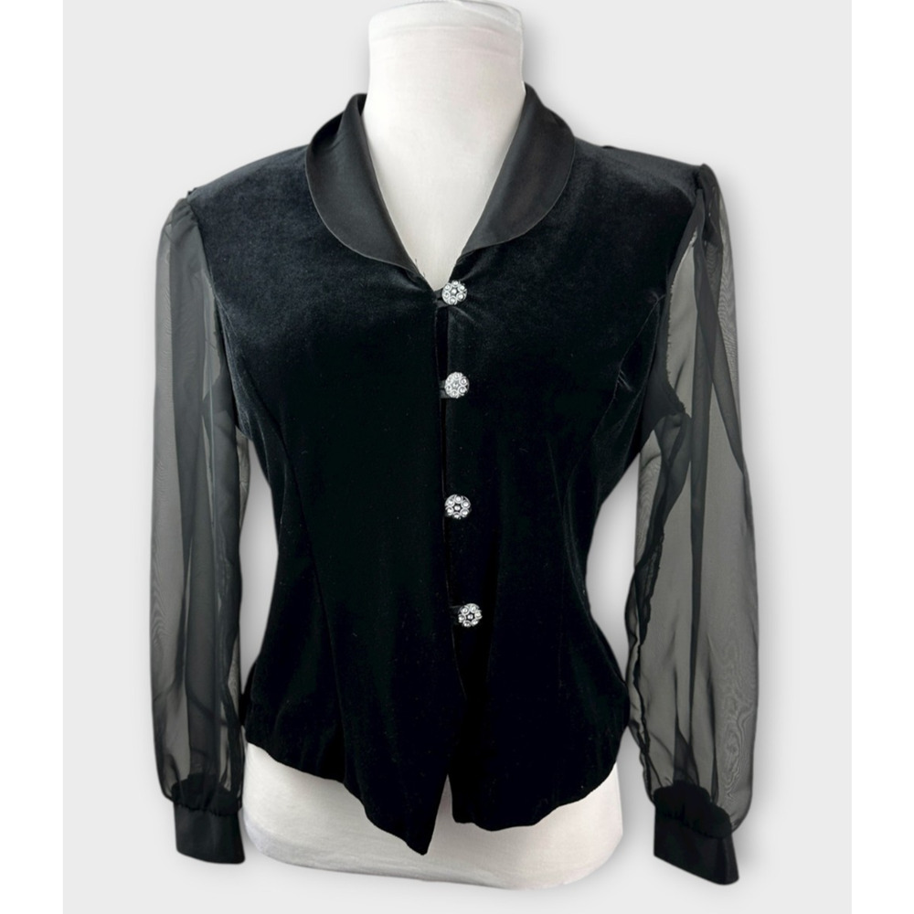 Vintage Another Thyme Velvet Top Size Large Fairy Grunge Victorian Jewel Buttons - Picture 10 of 10